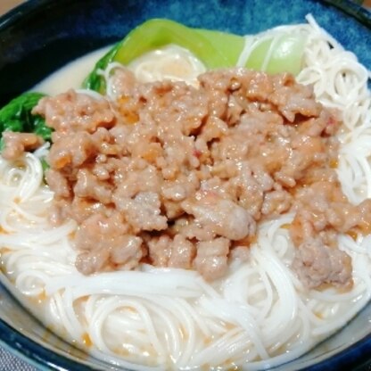 牛乳とめんつゆで担々麺ができるとは思わなかったです。肉味噌も美味しく出来ました！